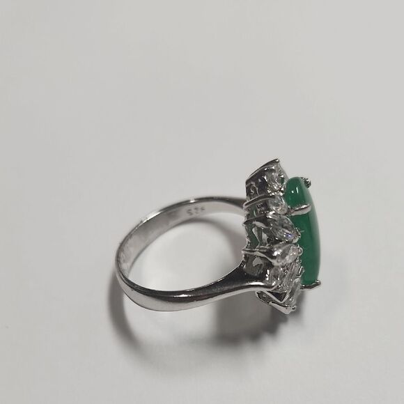 Silver Plated Jade Women's Ring Size 10 - Picture 5 of 7
